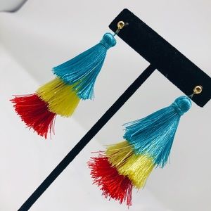 🆕 Colorful Tassel Blue Yellow Red Earring